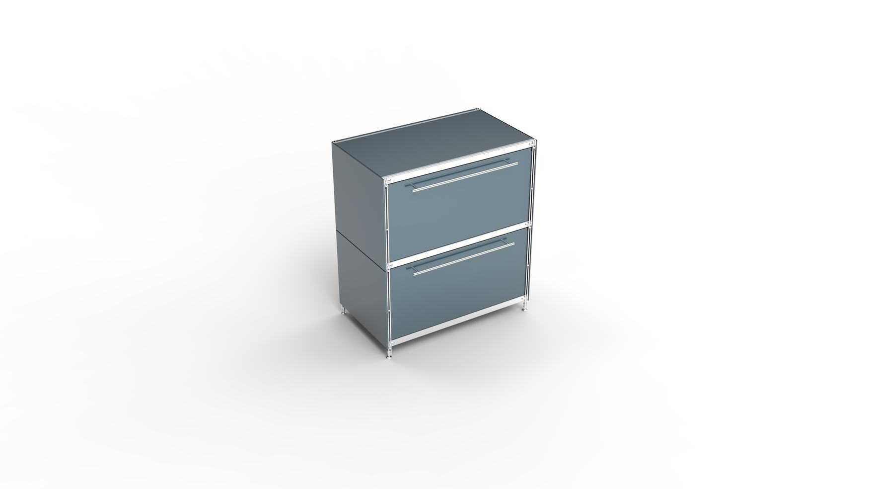 KUBUS Sideboard Metall anthrazit pulverbeschichtet mit 2 großen Schubladen 80 cm breit