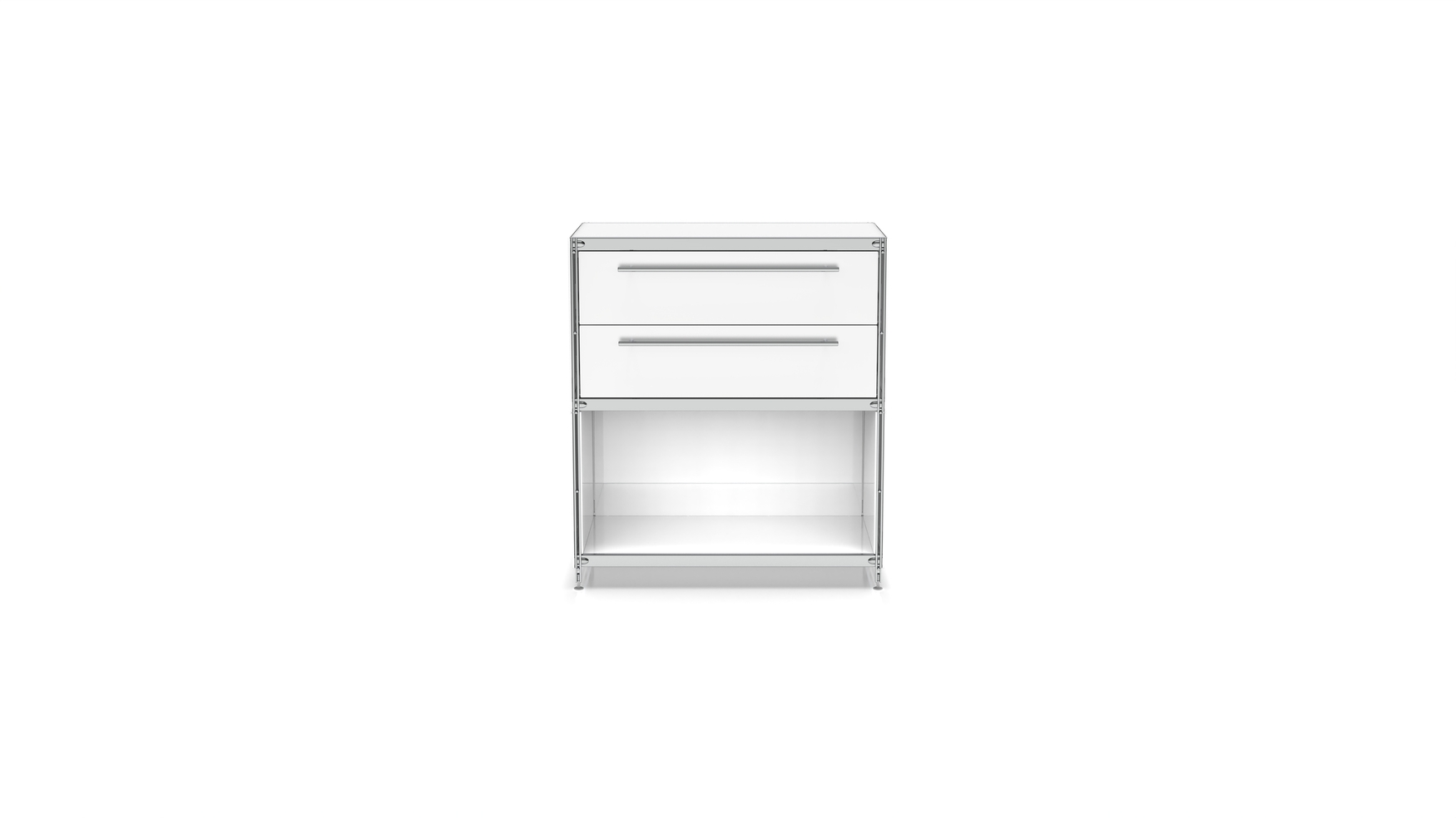 KUBUS Sideboard Metall weiss pulverbeschichtet mit Doppel-Schublade + 1 Fach offen 80 cm breit
