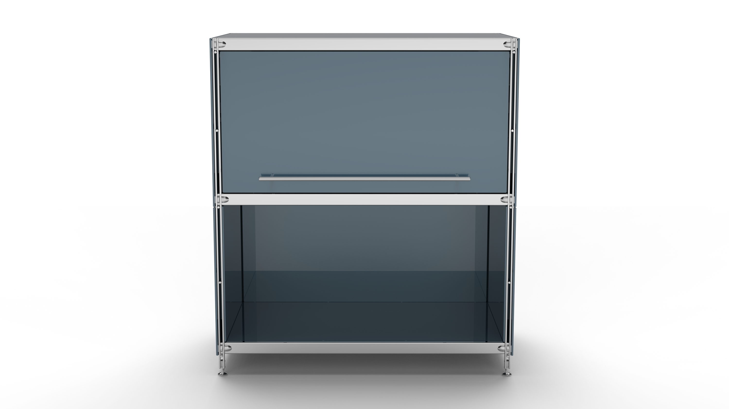 KUBUS Sideboard Metall anthrazit pulverbeschichtet mit 1 Klappe + Fach offen 80 cm breit