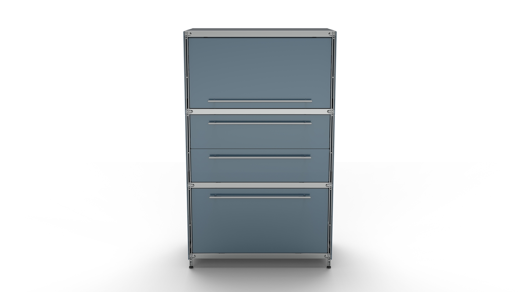 Highboard Metall anthrazit 80 x 130 x 50 cm (Breite x Höhe x Tiefe) mit Einzugsklappe oben Doppelschublade großem Schubfach