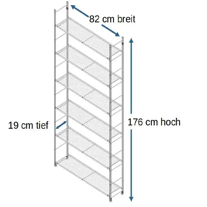 Montagebeispiel Regalset 176x82x19 cm (Höhe x Breite xTiefe) Metall verchromt MICRO 291806 B3