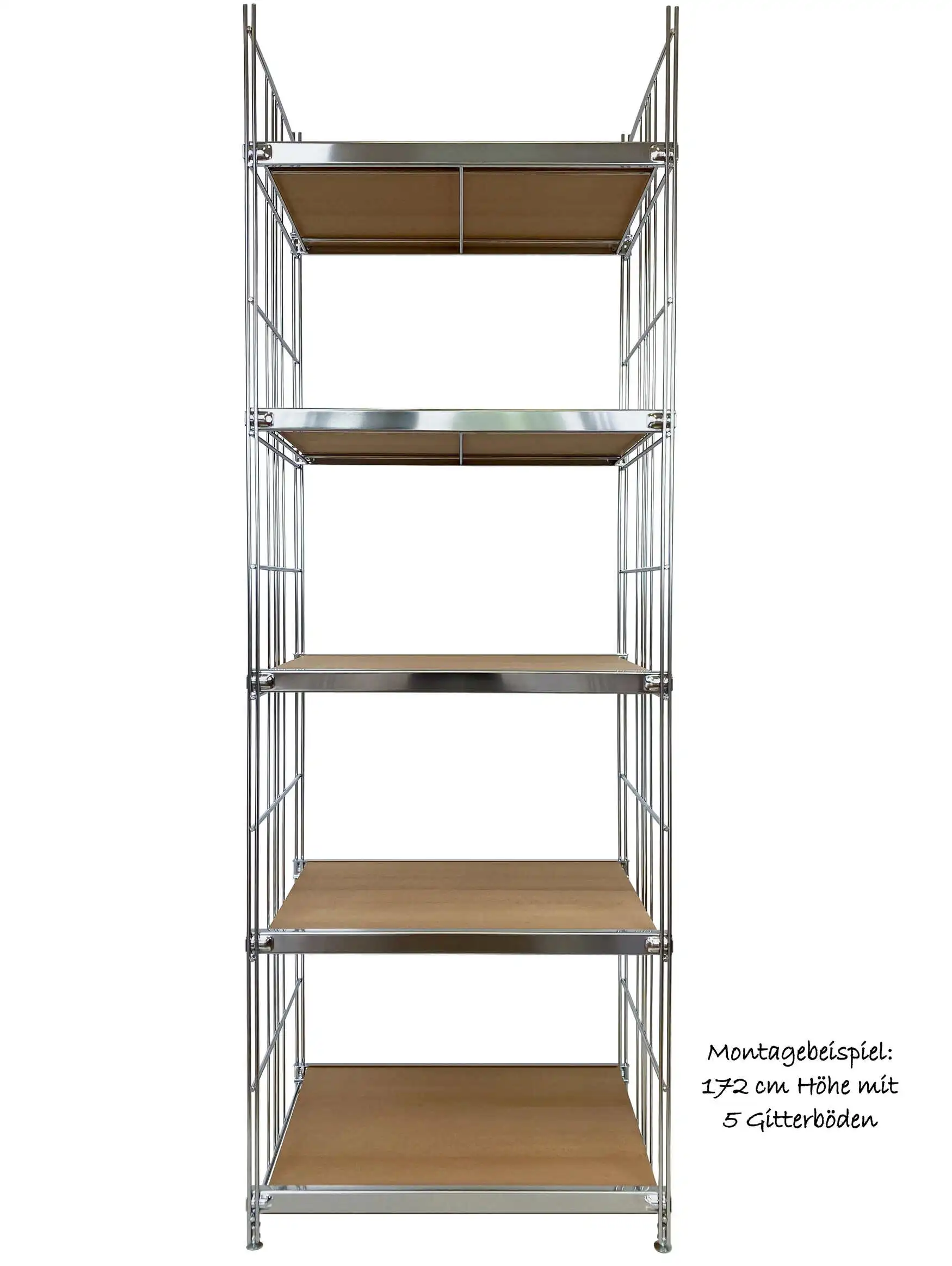 Regalset bestehend aus 5x Metall-Rahmen mit Einlegeplatten, 19 mm (austauschbar) in 40 cm, 45 cm, 61 cm, 76 cm oder 91 cm Breite