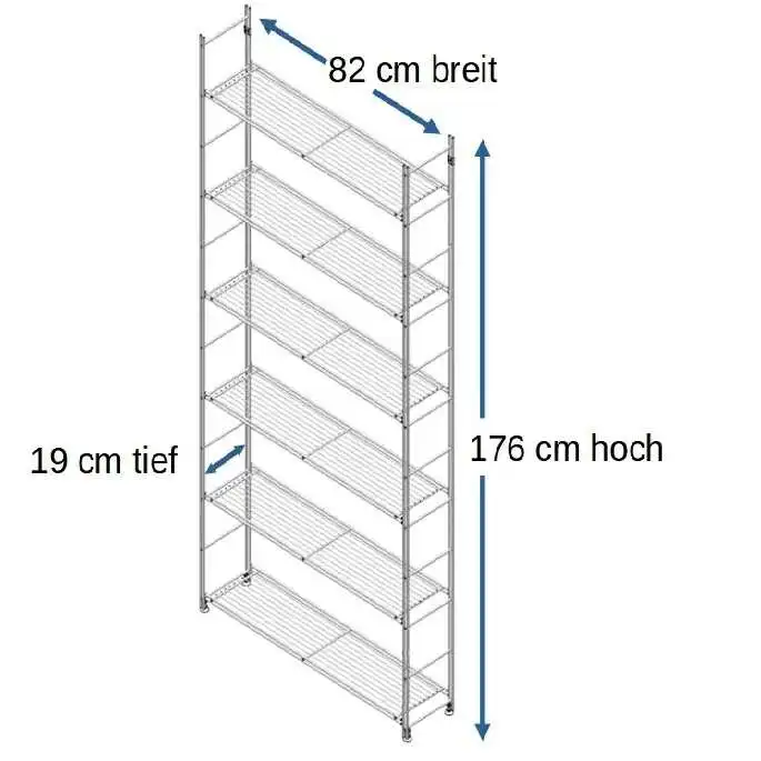 Montagebeispiel Regalset 176x82x19 cm (Höhe x Breite xTiefe) Metall verchromt MICRO 291806 B3