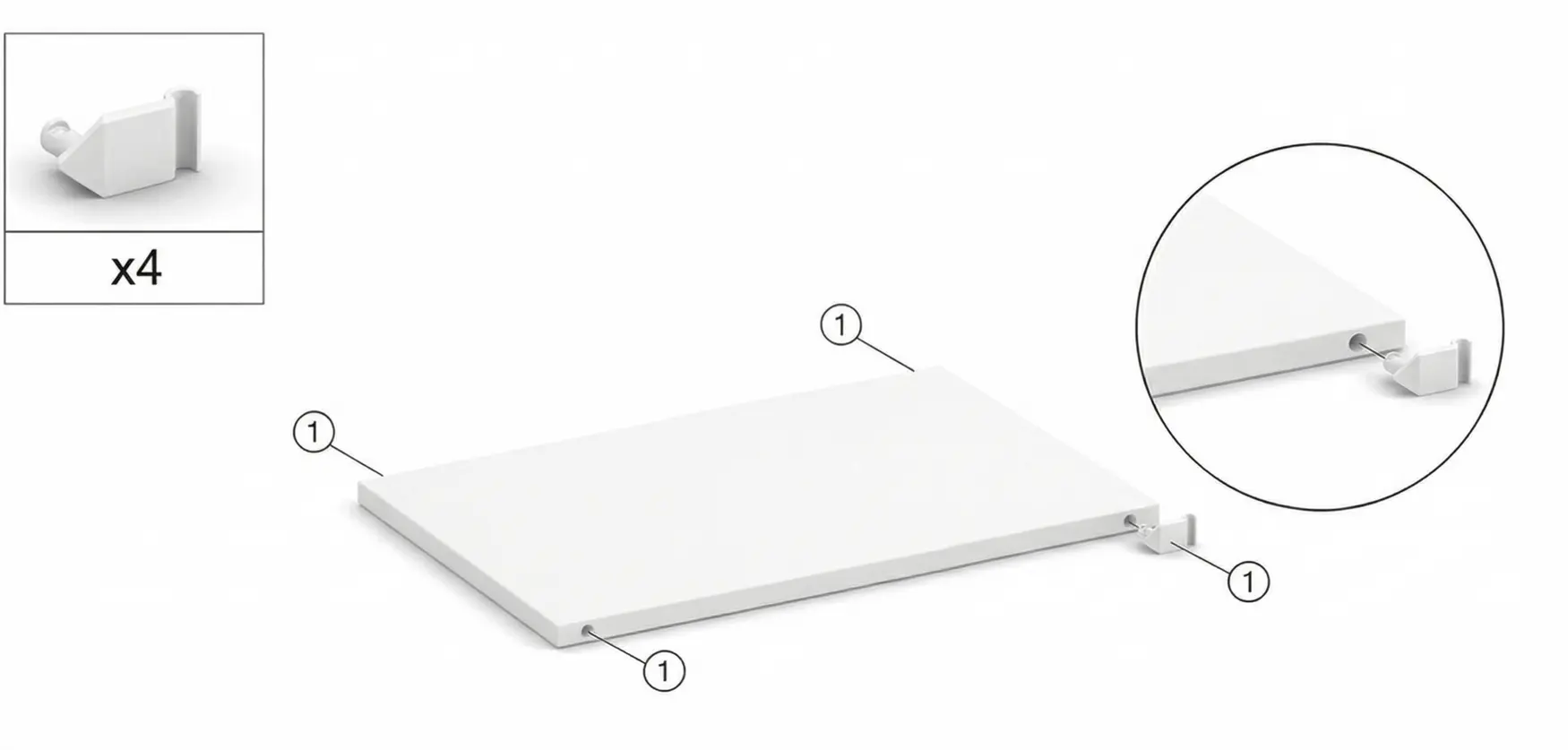 Anleitung für: Beschlag für Holzboden 4er Set weiss beschichtet
