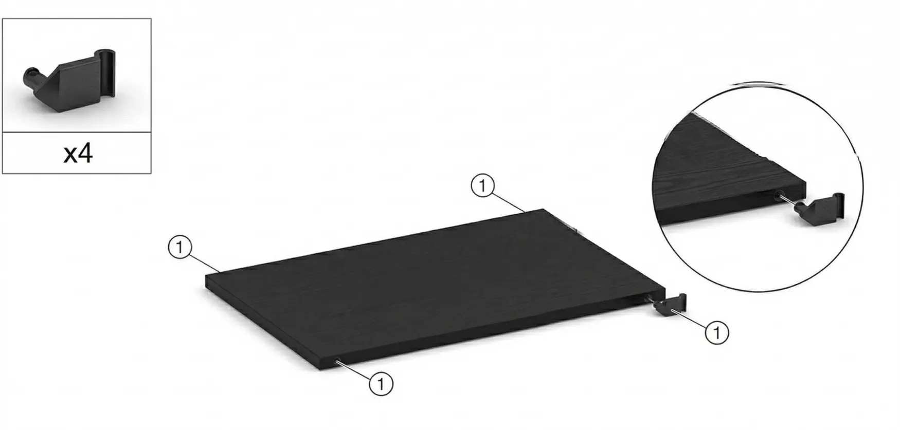 Anleitung für: Beschlag für Holzboden 4er Set schwarz beschichtet