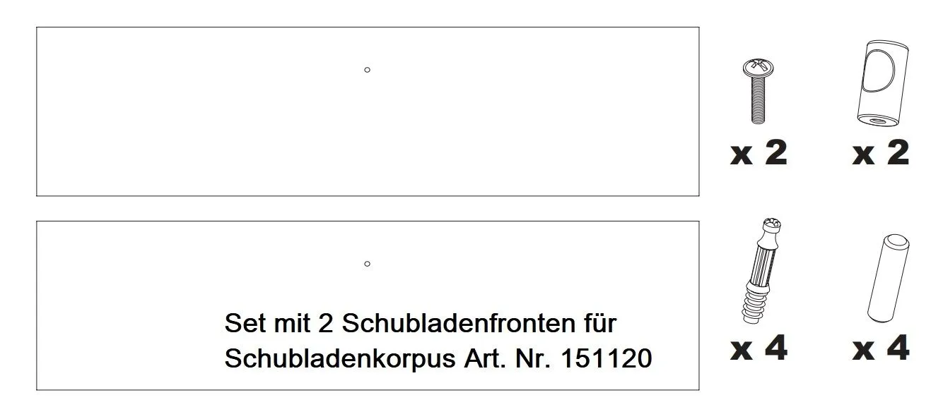 Schubladenfronten in Chrom oder Buche furniert passend zum Metallschubladenkorpus Art. 161122 und Art. 161120 Schubladenfronten 2er Set
