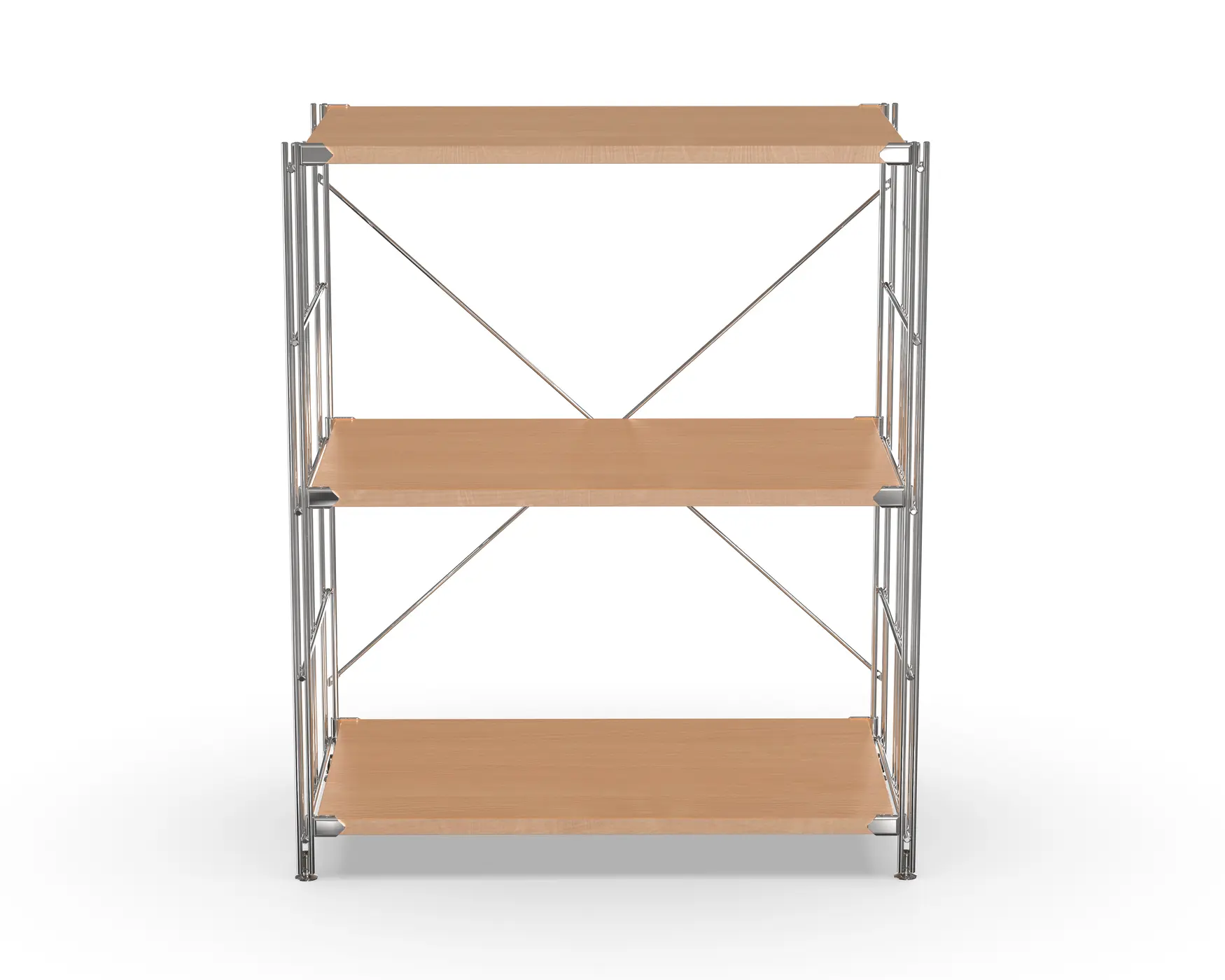 Regal chrom mit 3 Ablage-Böden in Buche Optik 80x67 cm erweiterbar