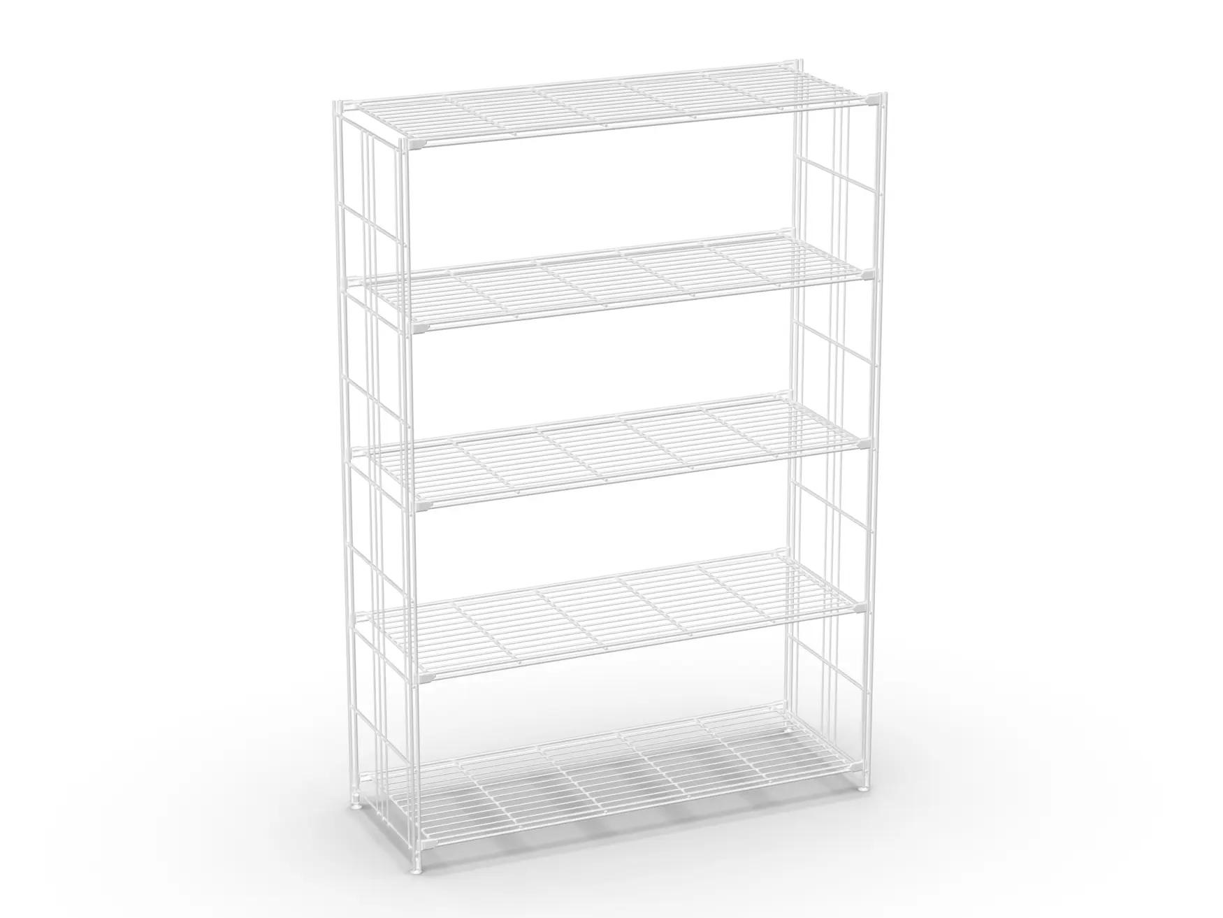 Modernes Regal in Weiß mit 5 Gitterböden – 154 x 106 x 38 cm | Art.-Nr. 906620 Das BIII Regal in Weiß vereint modernes Design mit praktischer Funktionalität – ideal für Wohnzimmer, Büro oder Arbeitszimmer. Mit seinen großzügigen Maßen von 154 cm Höhe, 106 cm Breite und 38 cm Tiefe bietet es reichlich Platz für Bücher, Dekoartikel, Pflanzen oder Bürobedarf. Die fünf weißen Gitterböden schaffen eine luftige Optik und ermöglichen eine flexible Nutzung der Ablageflächen. Die stabilen Seitenleitern bestehen aus pulverbeschichtetem Stahl in glänzendem Weiß und sorgen nicht nur für eine hohe Standfestigkeit, sondern setzen auch stilvolle Akzente im Raum. Durch das offene, modulare Design lässt sich das Regal bei Bedarf erweitern und perfekt an unterschiedliche Raumkonzepte anpassen. Ob als Bücherregal, Raumteiler oder stylische Aufbewahrungslösung – dieses weiße Regal mit Gitterböden ist ein echtes Multitalent für modernes Wohnen.