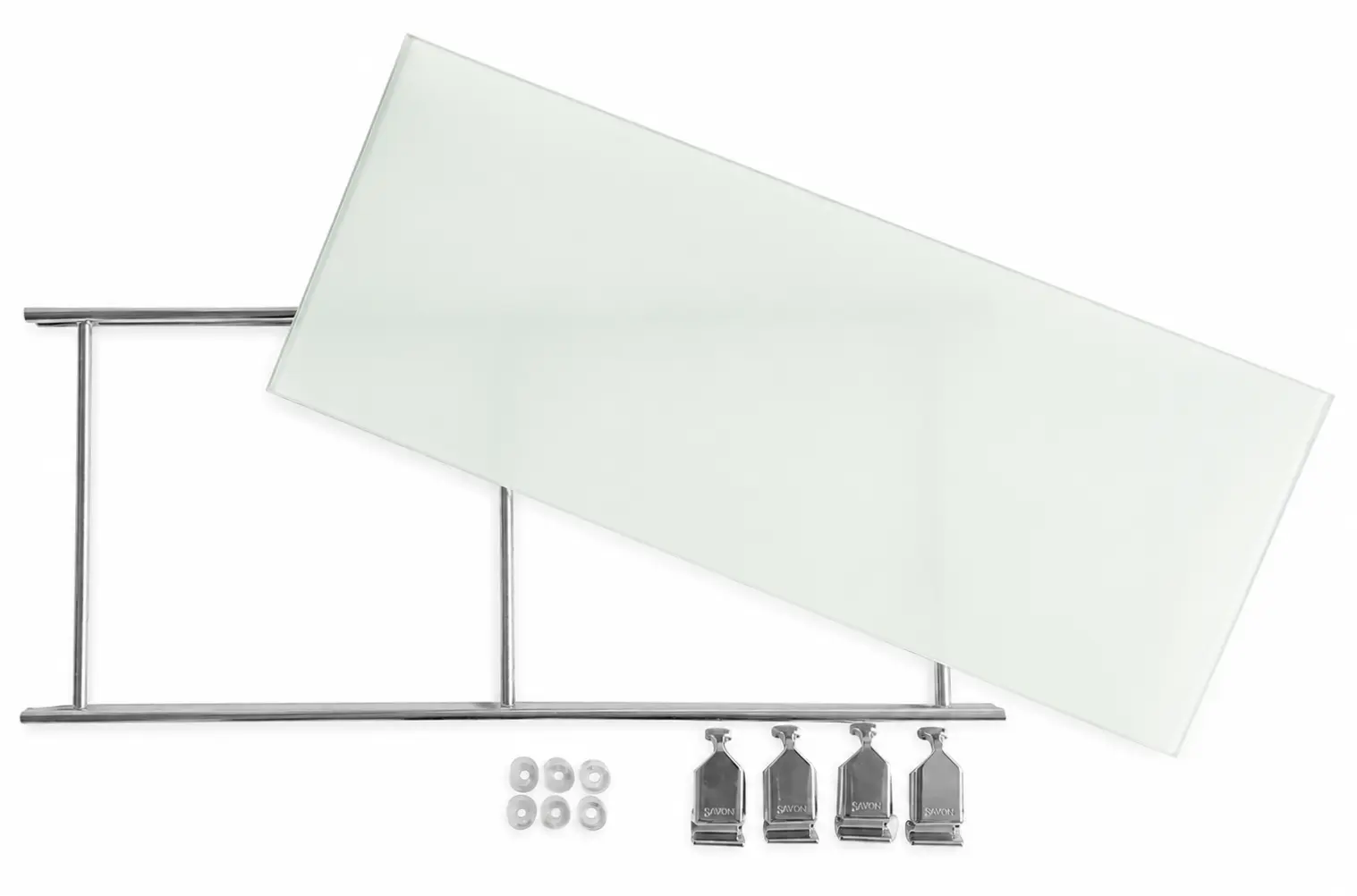 Art. Nr. 291227 Glasboden mit Gitterrahmen verchromt , Milchglas