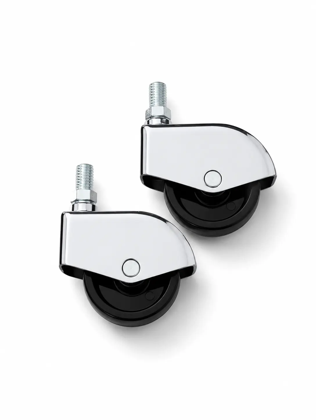 2er Set Möbelrollen mit Gewindestift M10x15 mm, Chrom / Kunststoff passend für Balton-Regale
