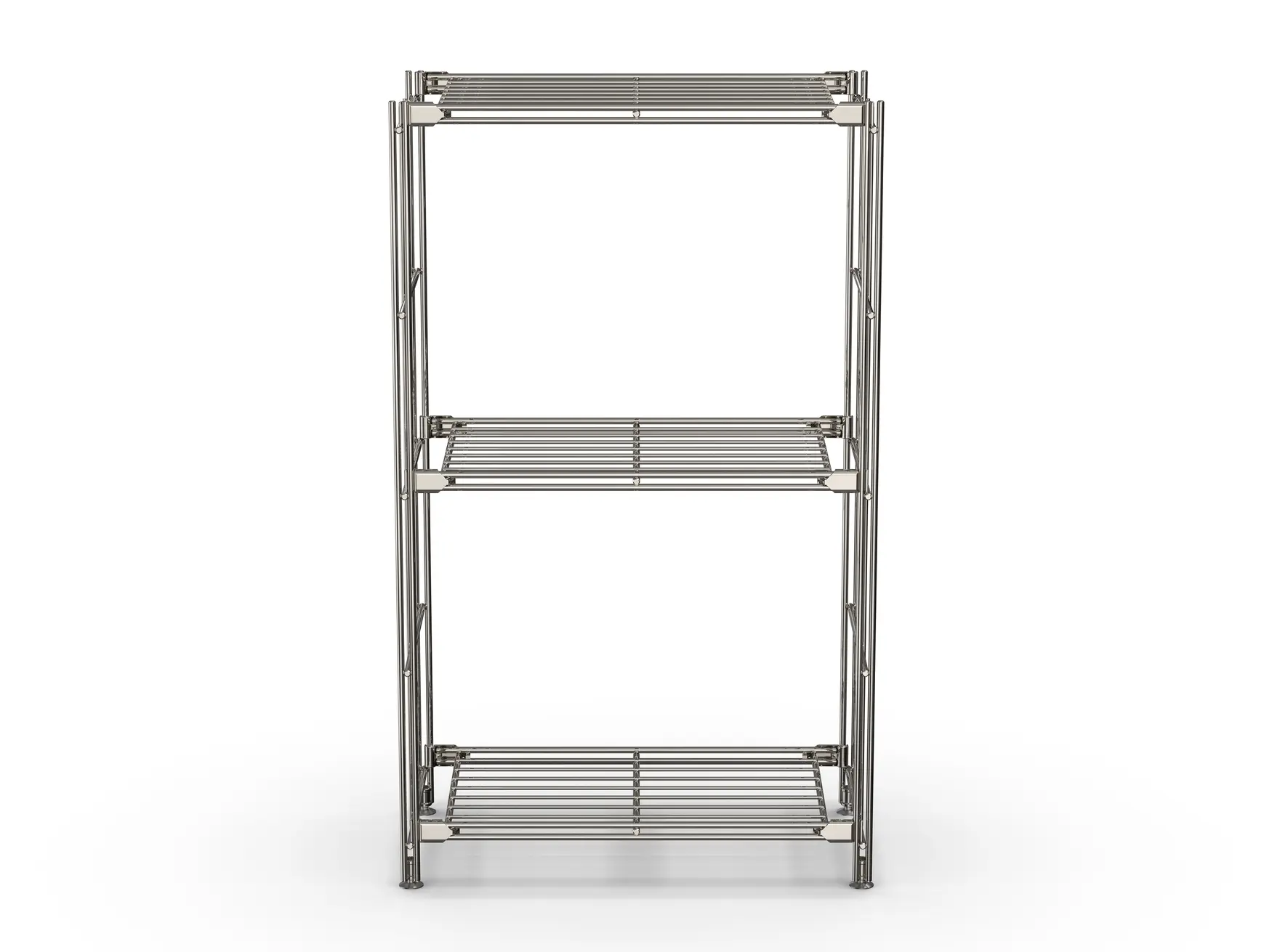 BIII Metall Regal mit 3 Gitterböden 80x48x25 cm Chrom