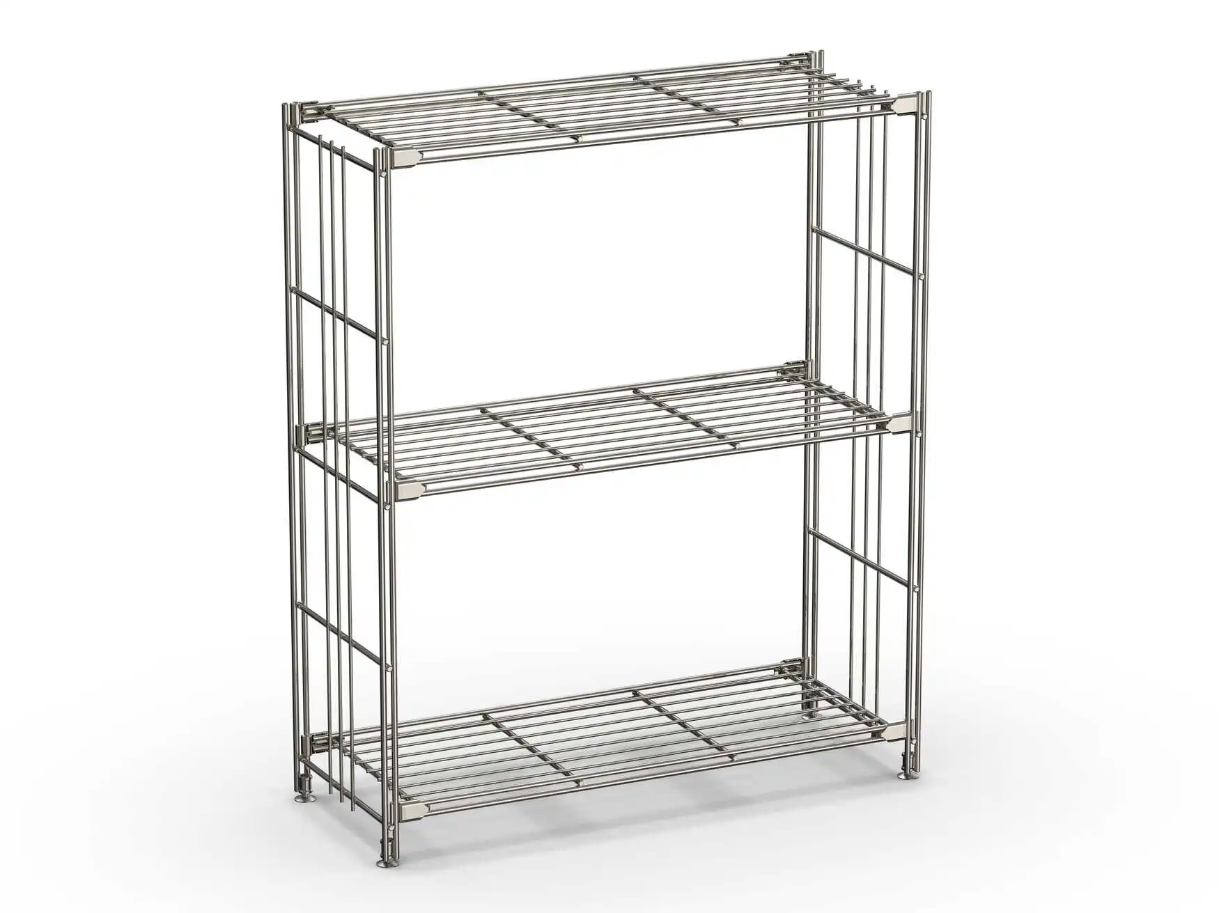 BIII Metall Regal mit 3 Gitterböden 80x67x25 cm Chrom