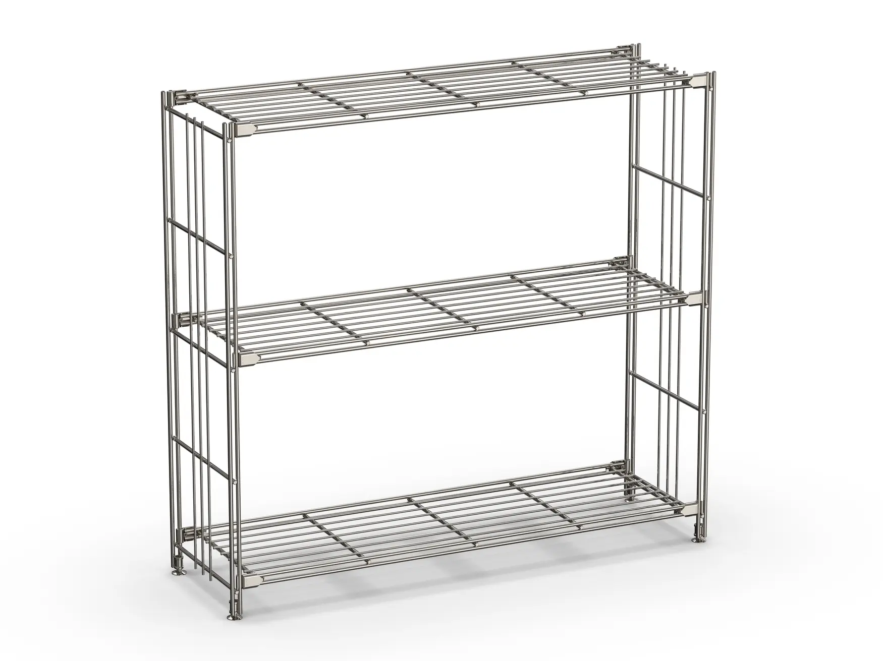 BIII Metall Regal mit 3 Gitterböden 80x87x25 cm Chrom
