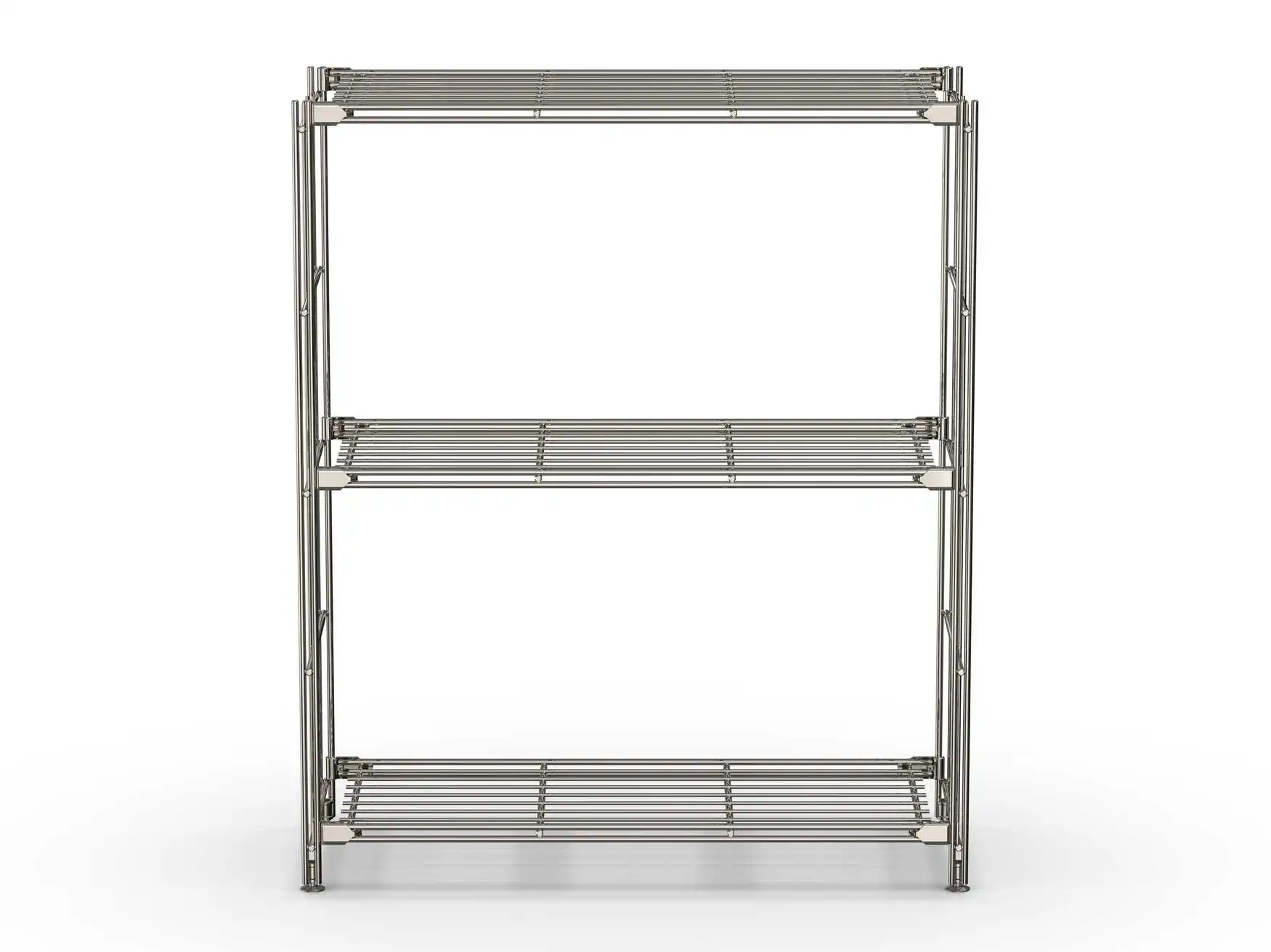 BIII Metall Regal mit 3 Gitterböden 80x67x25 cm Chrom