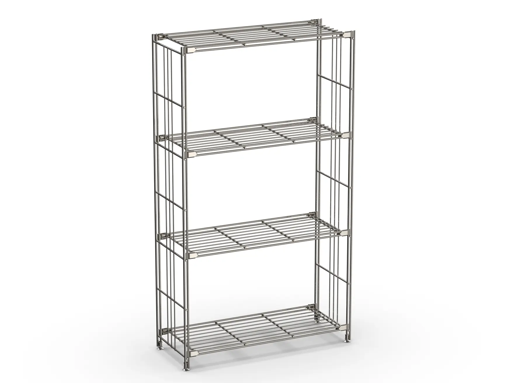 BIII Metall Regal mit 4 Gitterböden 117x67x25 cm Chrom