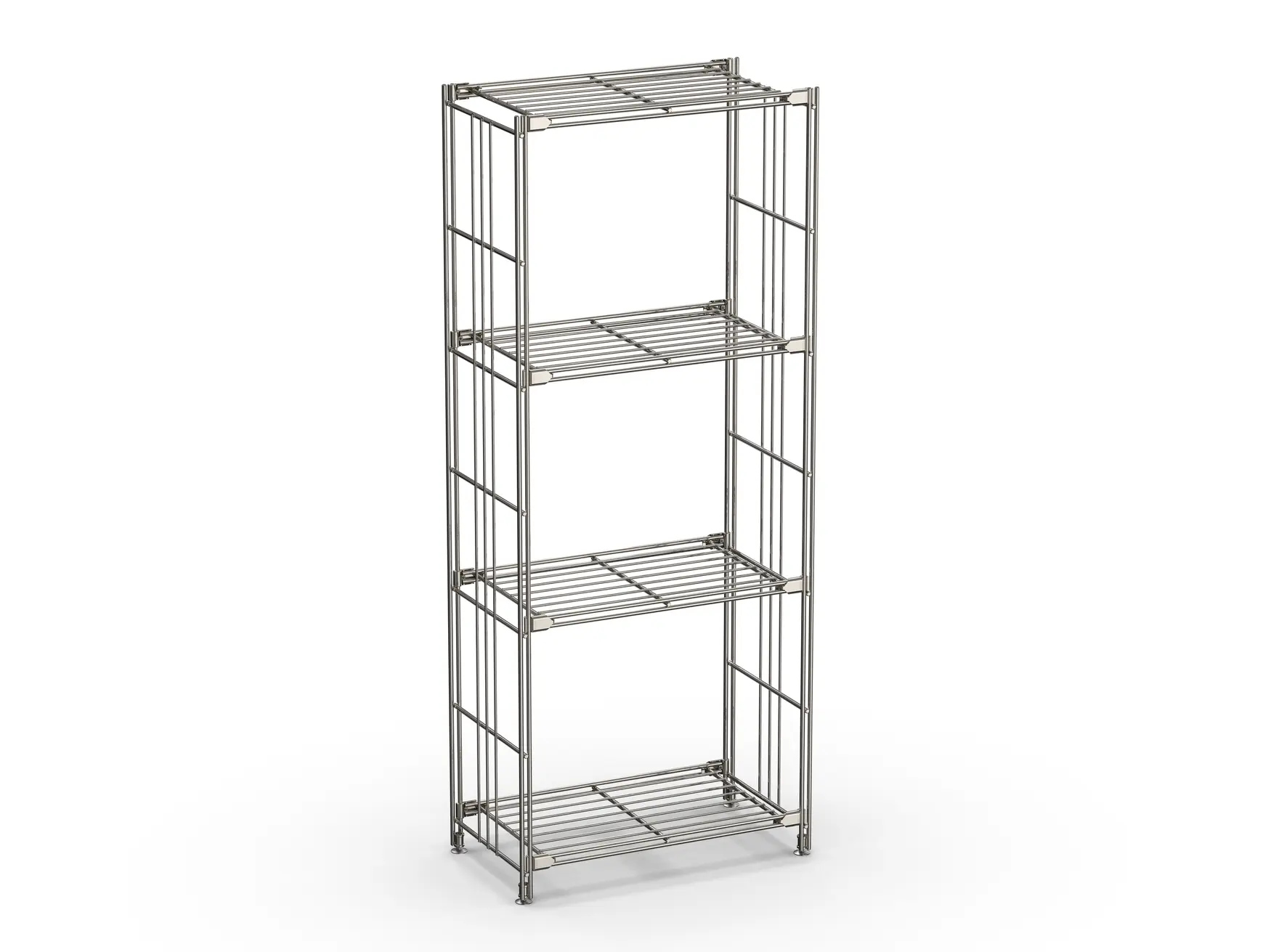 BIII Metall Regal mit 4 Gitterböden 117x48x25 cm Chrom