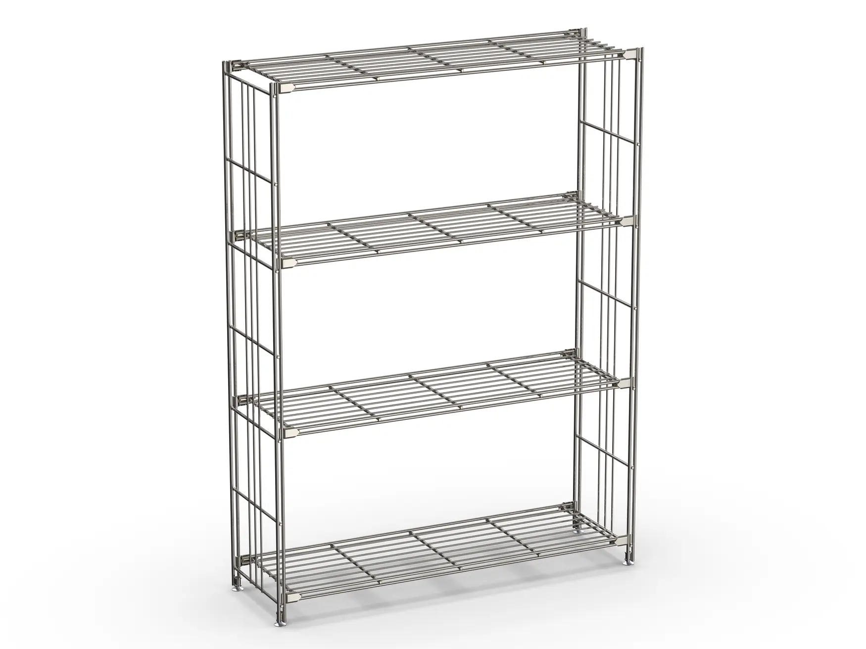 BIII Metall Regal mit 4 Gitterböden 117x87x25 cm Chrom