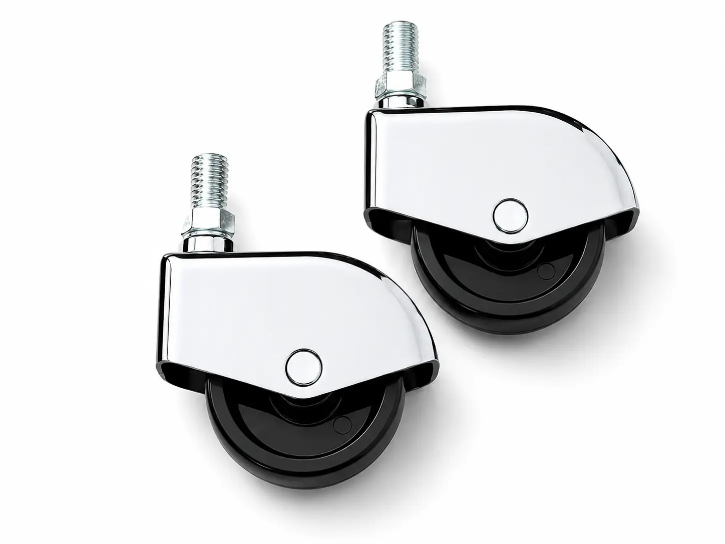 2er Set Möbelrollen mit Gewindestift M10x15 mm, Chrom / Kunststoff passend für Balton-Regale