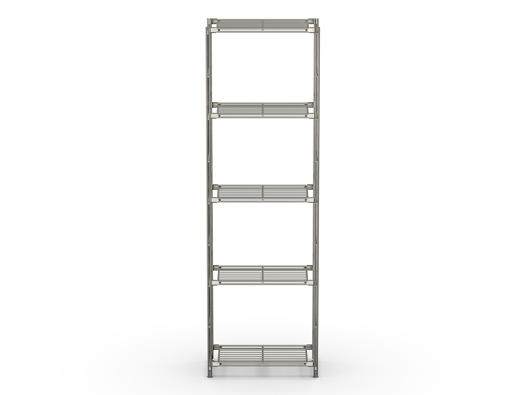 BIII Metall Regal mit 5 Gitterböden 154x48x25 cm Chrom