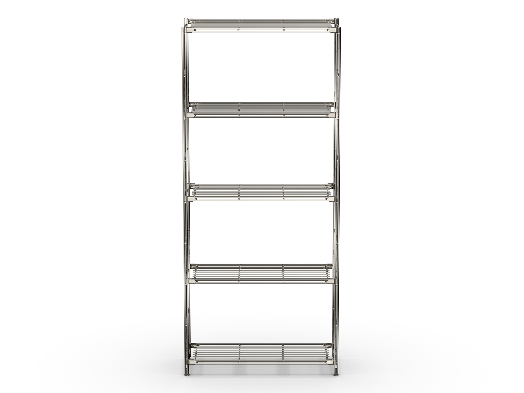 BIII Metall Regal mit 5 Gitterböden 154x67x25 cm Chrom