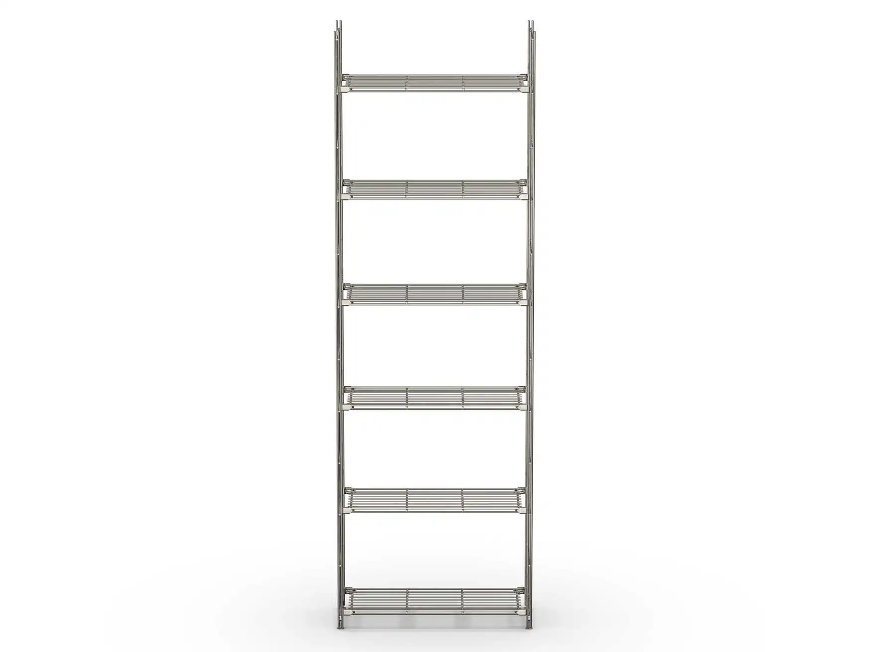BIII Metall Regal mit 6 Gitterböden 208x67x25 cm Chrom