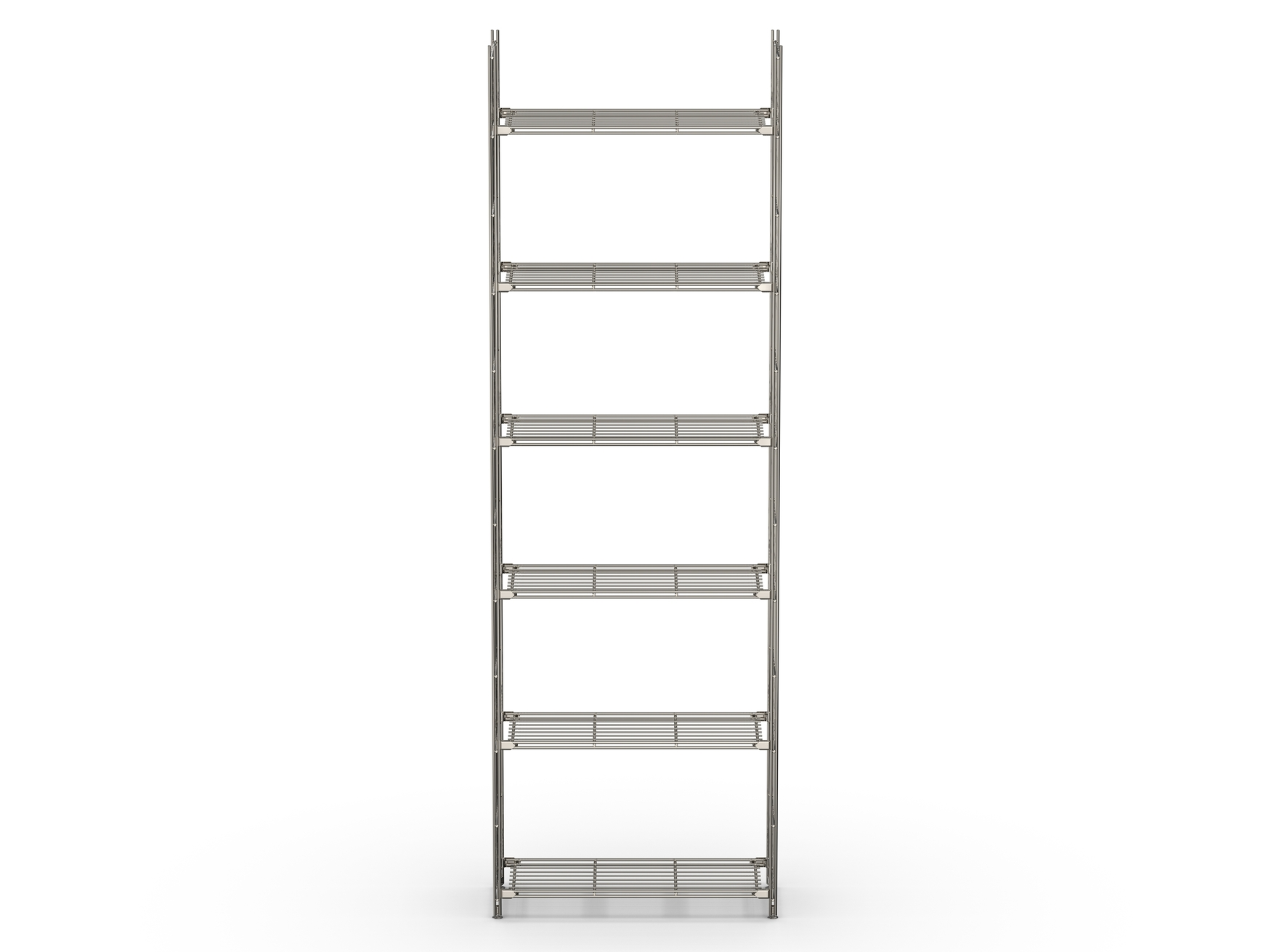 BIII Metall Regal mit 6 Gitterböden 208x67x25 cm Chrom