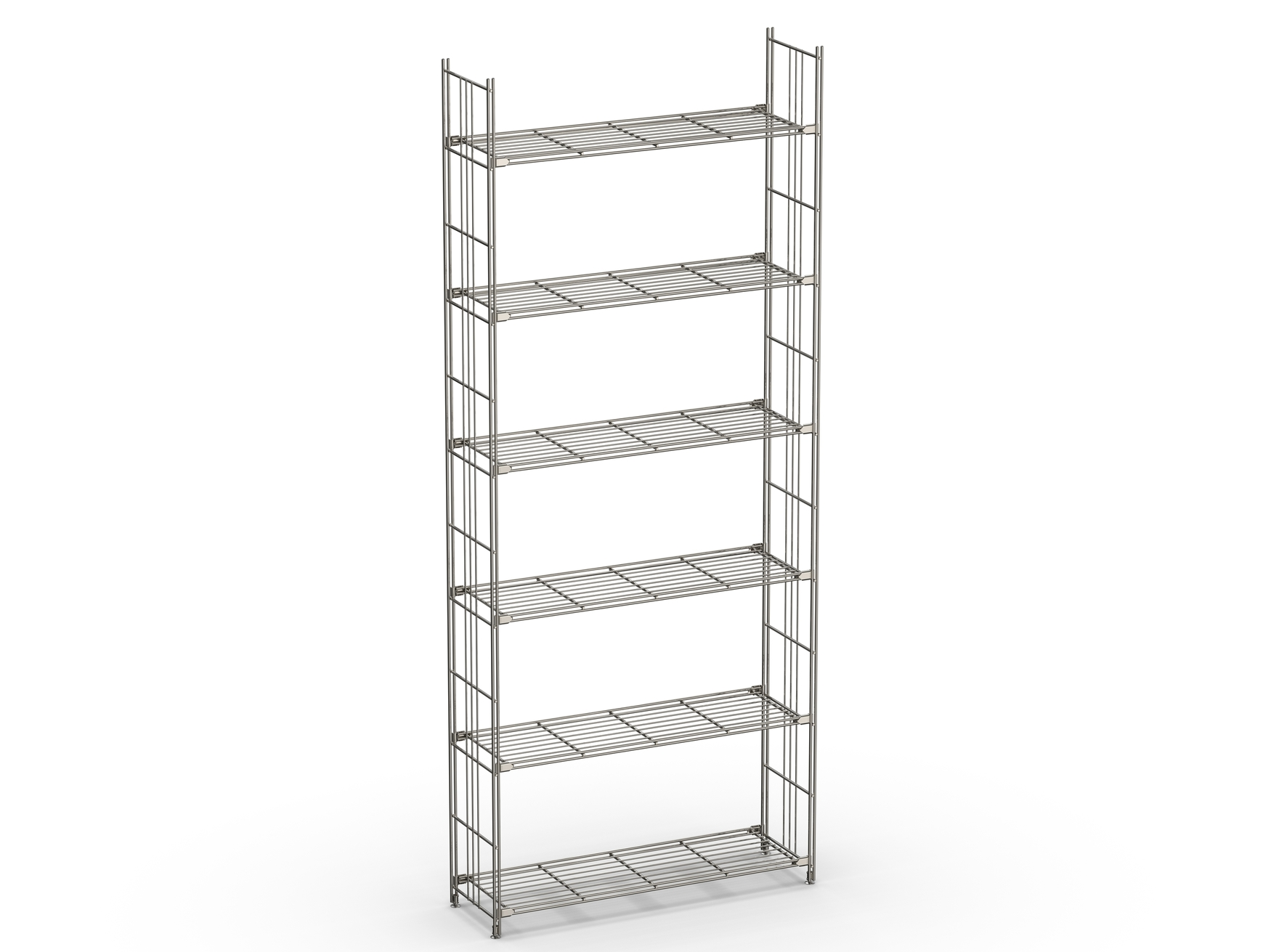 BIII Metall Regal mit 6 Gitterböden 208x87x25 cm Chrom