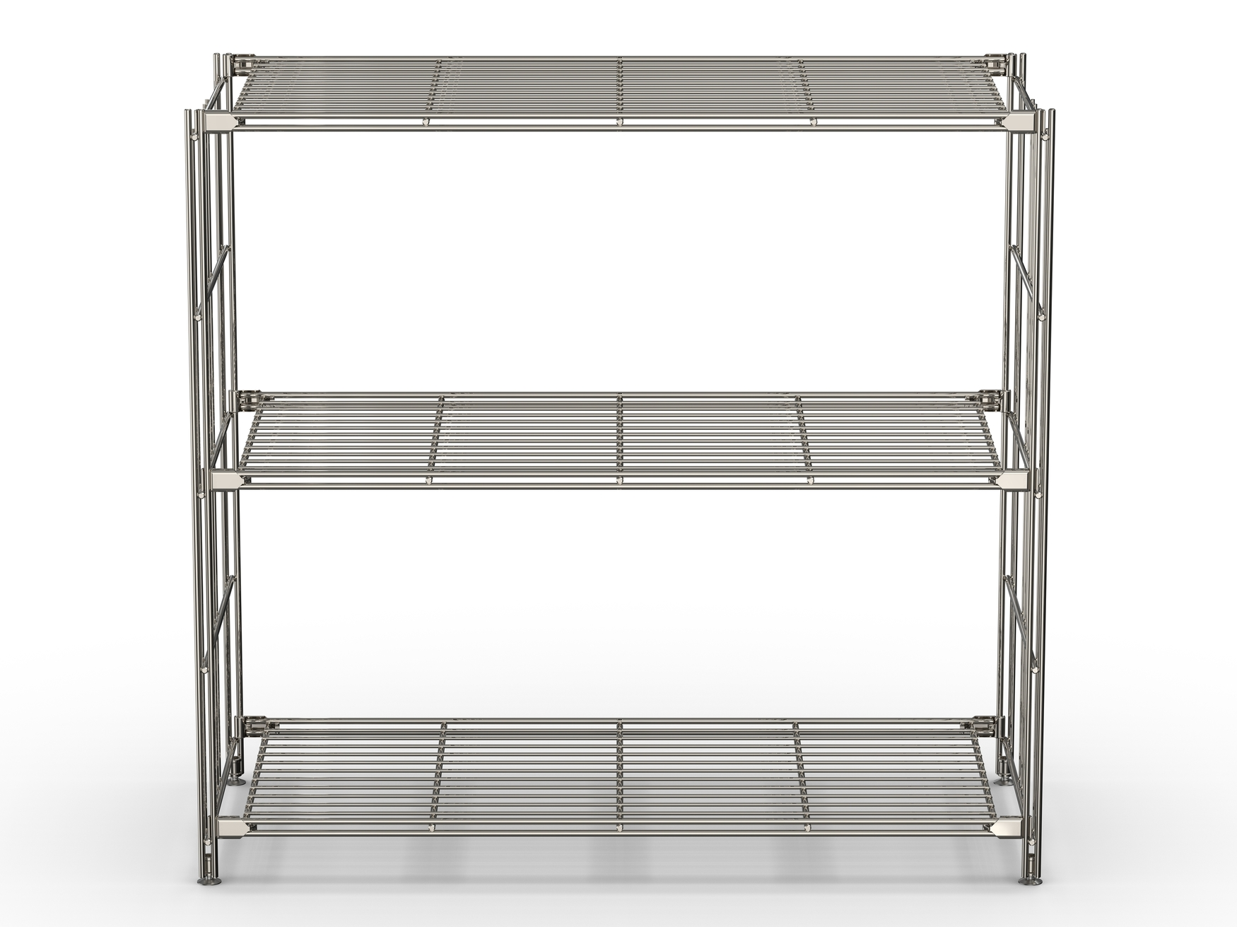 BIII Regal mit 3 Gitterböden 80 x 87 x 38 cm Farbe: Chrom BIII Regal mit 3 Gitterböden – Vielseitige Aufbewahrungslösung für jedes Zuhause Entdecken Sie das BIII Regal mit 3 Gitterböden – die perfekte Kombination aus Funktionalität und modernem Design! Mit den Abmessungen von 80 cm Höhe, 87 cm Breite und 38 cm Tiefe bietet dieses Metallregal ausreichend Platz, um Ihre Lieblingsstücke stilvoll zu präsentieren und gleichzeitig Ordnung zu schaffen. Robuste Konstruktion und durchdachtes Design Gefertigt aus hochwertigem, glänzendem verchromtem Stahlmetall, zeichnet sich das BIII Regal durch seine Langlebigkeit und Stabilität aus. Die Gitterböden bieten nicht nur eine optimale Belüftung für Ihre Gegenstände, sondern ermöglichen auch eine flexible Nutzung. Ob als Bücherregal, Pflanzenregal oder für die Aufbewahrung von Bürobedarf – das BIII Regal passt sich Ihren Bedürfnissen an. Individuell anpassbar Mit seinen eindrehbaren Füßen und der optionalen Rollenoption ist das Regal sowohl für den Einsatz zu Hause als auch im Büro geeignet. Dank dieser flexiblen Optionen können Sie das Regal einfach an Ihre Gegebenheiten anpassen und mühelos umstellen. Made in Germany Das BIII Regal wird in Deutschland hergestellt und erfüllt höchste Qualitätsstandards. Setzen Sie auf ein Produkt, das nicht nur funktional, sondern auch ästhetisch ansprechend ist! BALTON