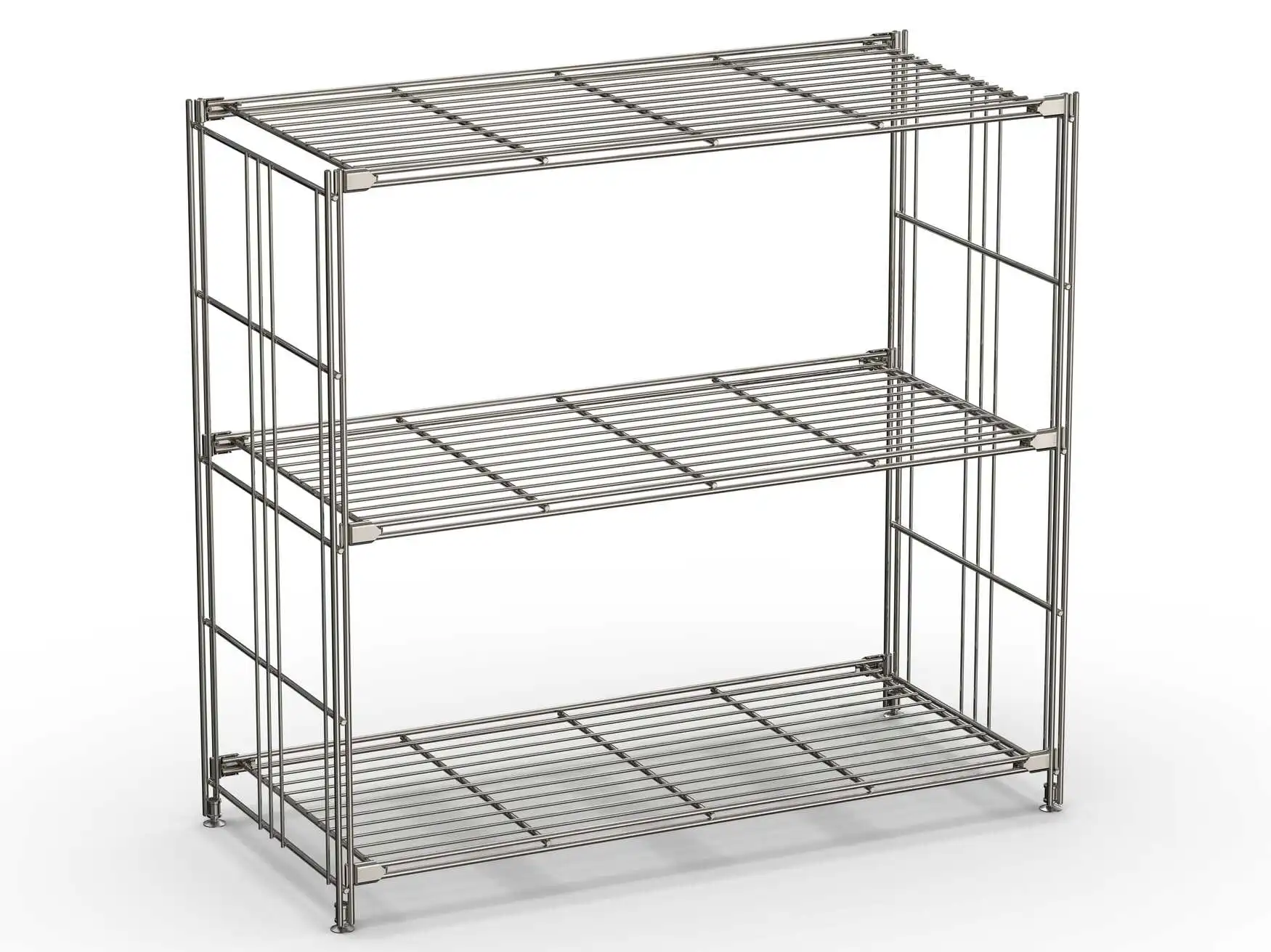 Entdecken Sie das elegante BIII Regalset mit 3 Gitterböden – die ideale Lösung für eine stilvolle und vielseitige Aufbewahrung in Ihrem Zuhause oder Büro. Mit seinen kompakten Abmessungen von 80 cm Höhe, 87 cm Breite und 38 cm Tiefe passt dieses verchromte Metallregal perfekt in jeden Raum und bietet Ihnen ausreichend Platz, um Ihre Lieblingsbücher, Dekorationen und Pflanzen ansprechend zu präsentieren. Hergestellt aus hochwertigem verchromtem Metall, überzeugt das BIII Regal durch seine Langlebigkeit und Stabilität. Die vier Gitterböden sorgen für optimale Luftzirkulation und sind anpassbar, sodass Sie die Böden ganz nach Ihren Bedürfnissen montieren können. Das Regal wird in Deutschland produziert und vereint somit Qualität und Handwerkskunst in einem Produkt. Ein besonderes Highlight des BIII Regals sind die höhenverstellbaren Schraubfüße, die es Ihnen ermöglichen, das Regal unkompliziert an verschiedene Bodenunebenheiten anzupassen. Zudem ist das Regal beliebig erweiterbar: Kombinieren Sie es mit stilvollen Glasauflagen oder nutzen Sie die Balton BIII Regalböden aus Metall, Holz oder Glas, um Ihr Regal zu einem einzigartigen Schmuckstück zu machen. Das Set umfasst 2 Regalleitern (80 cm hoch) mit höhenverstellbaren Stellfüßen sowie 3 Gitterböden (87 cm breit, 38 cm tief) inklusive Befestigungs-Beschlägen. Die Breite des Regals ergibt sich aus der Breite der Regalboden (z. B. 85 cm) plus 2 cm für die Regalleitern, was insgesamt 87 cm ergibt. Beachten Sie, dass die Dekoration nicht im Lieferumfang enthalten ist. Mit einem Gewicht von etwa 11,90 kg und der ansprechenden Chromfarbe ist das BIII Regal sowohl funktional als auch ästhetisch ansprechend. Profitieren Sie von der Qualität der Serie BIII 380 und bringen Sie Ordnung und Stil in Ihr Zuhause. Bestellen Sie noch heute das BIII Regalset mit 3 Gitterböden in unserem Online-Shop und genießen Sie eine schnelle Lieferung sowie einen hervorragenden Kundenservice. Verpassen Sie nicht die Gelegenheit, Ihr Zuhause mit diesem vielseitigen Regal zu bereichern! BALTON BIII Regal mit 3 Gitterböden 80 x 87 x 38 cm Farbe: Chrom