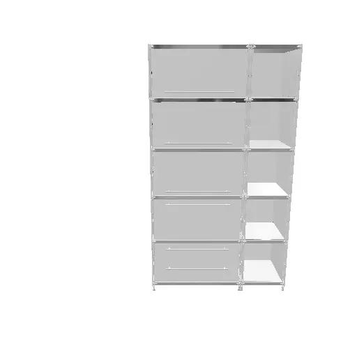 Art. Nr. 910322 KUBUS Highboard Metall weiss mit 5 offenen Fächern + 3 Klappen + 1 Schubfach groß + 1 Doppel-Schublade