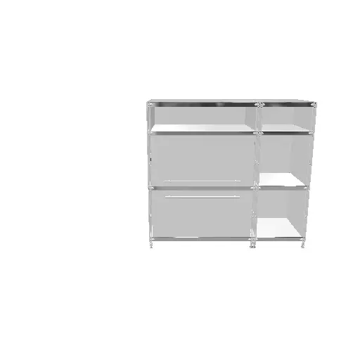 910401 KUBUS Sideboard Metall weiss pulverbeschichtet mit 1 Klappe + 1 großen Schublade + 4 offenen Fächern