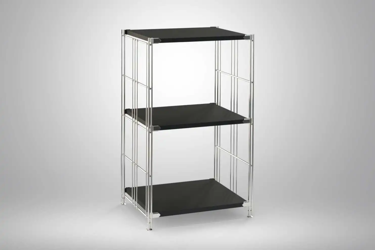 Standregal chrom-schwarz, mit Boden schwarz, 48x80x38 cm, Art.-Nr. 909211