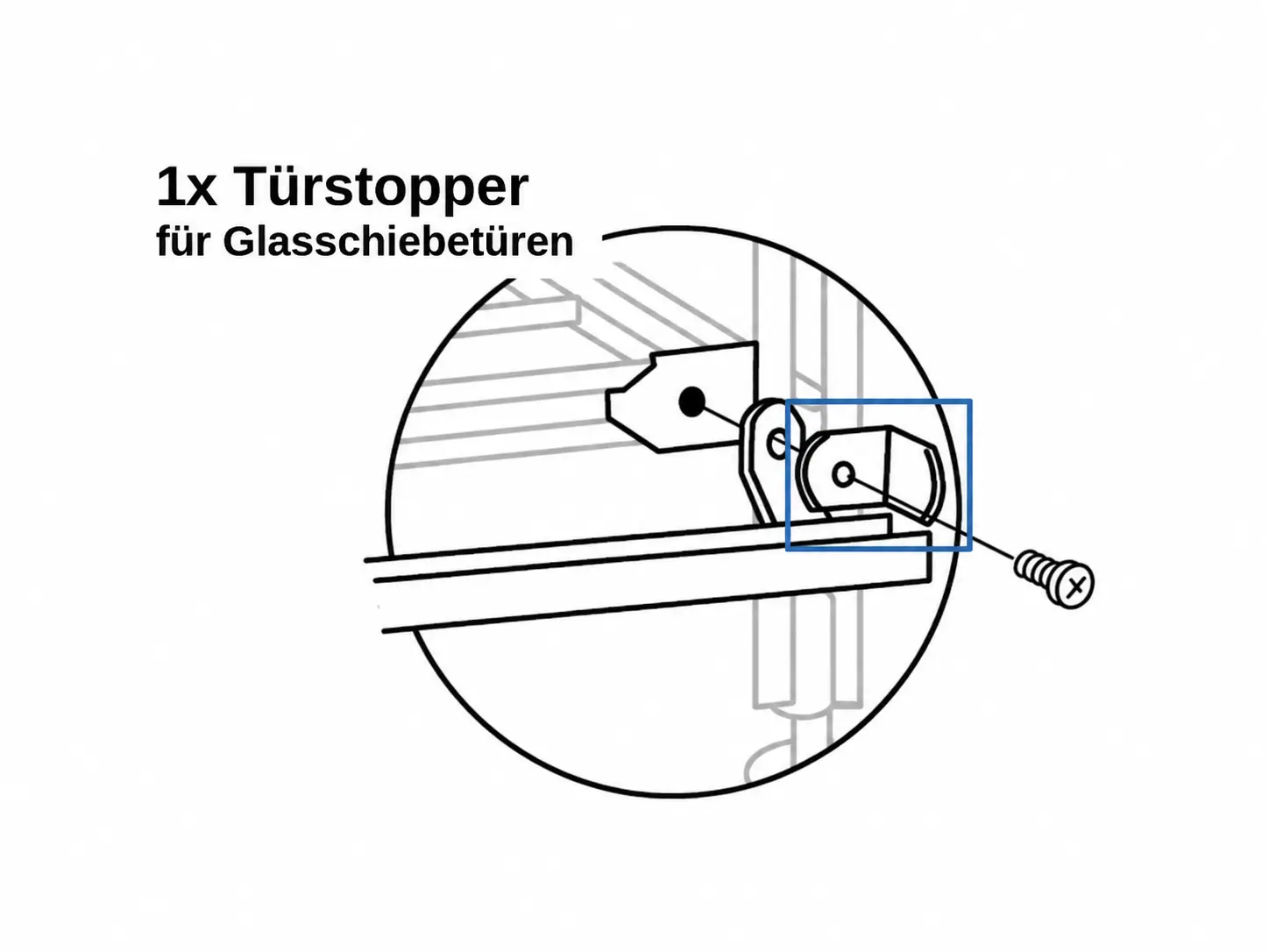 80-6370707 #Türstopper für Glasschiebetüren - BIII Montagebeispiel - pro Tür werden 2 Stopper benötigt