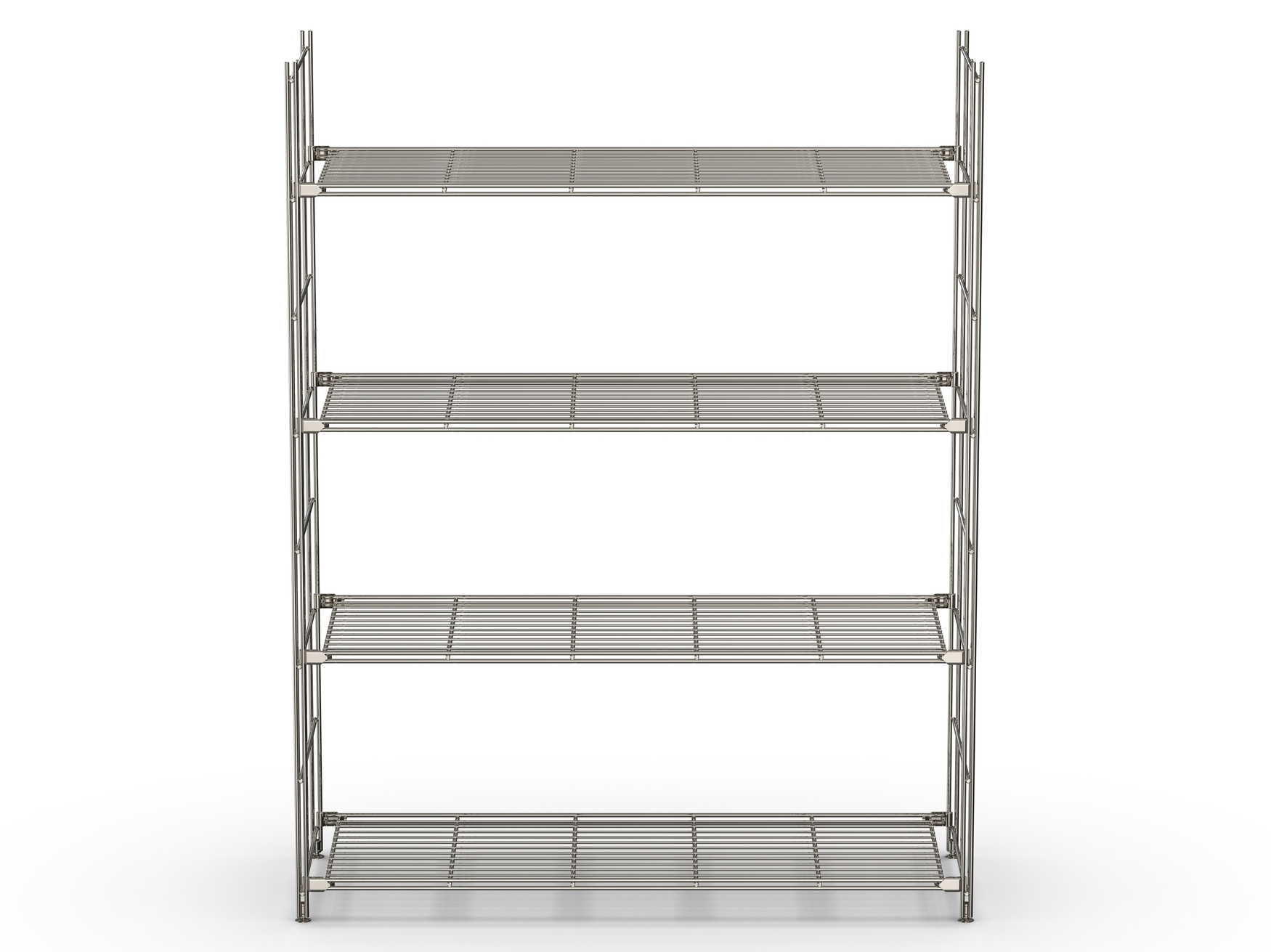 BIII Metall Regal mit 4 Gitterböden 135x104x38 cm Chrom