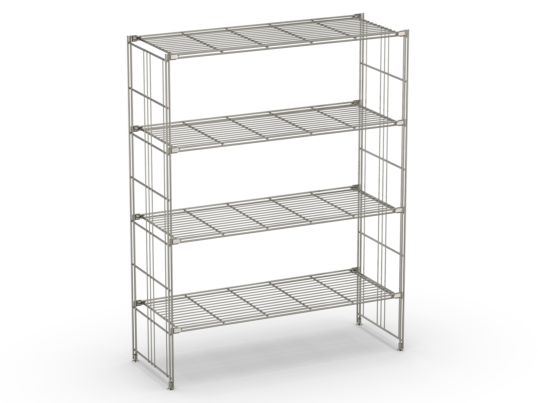 BIII Metall Regal mit 4 Gitterböden 135x104x38 cm Chrom